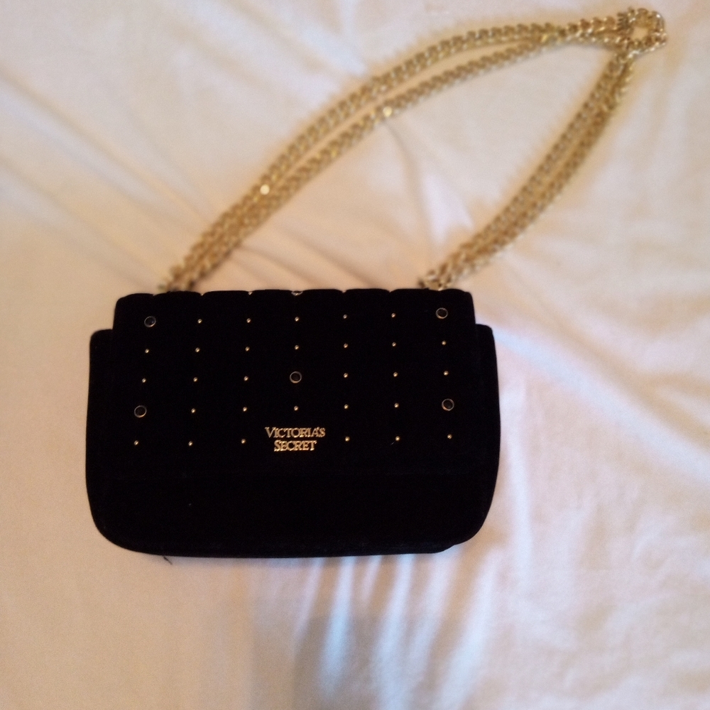 Victoria's Secret black velvet beautiful shoulder bag